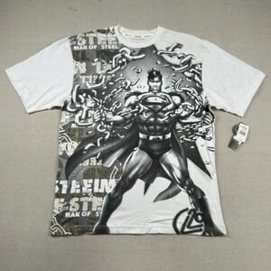 Vintage Lot‎ 29 Shirt Mens L Superman Steel Mega Print Graphic DC Comics Y2K